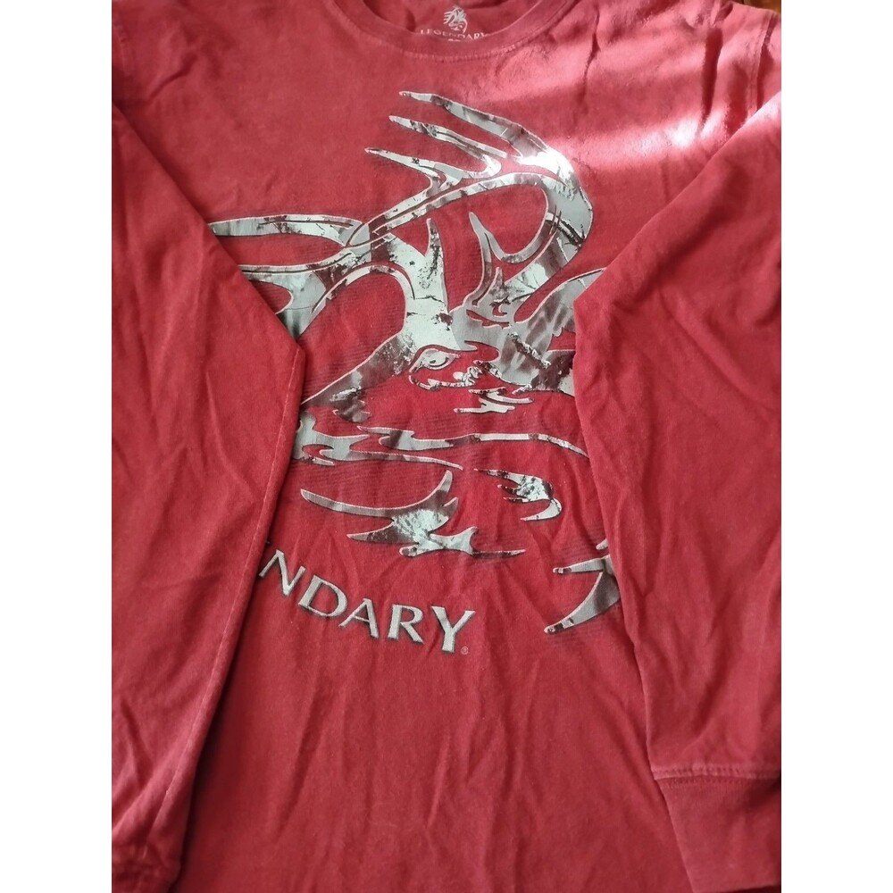 Legendary Men's Sz.M Rust Long Sleeve "Buck" Graphic Crew Neck Shirt